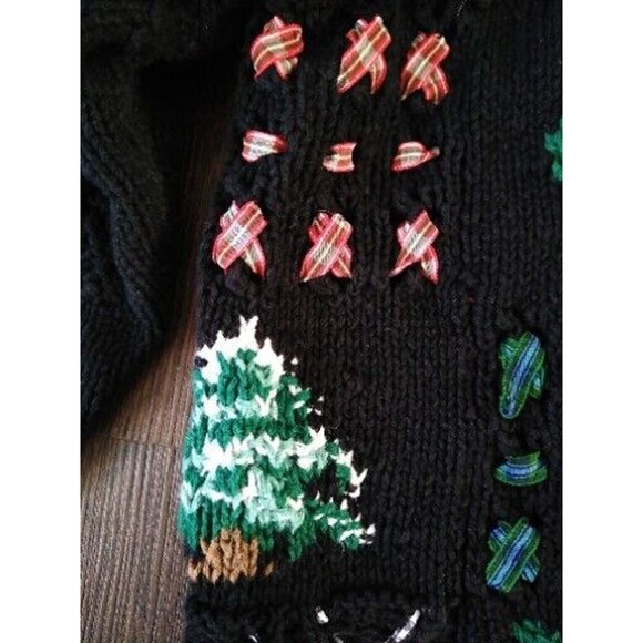 Fair Isle Vintage Embroidered Cotton Granny 80s Christmas Cardigan Sweater Sz XL - Picture 3 of 11